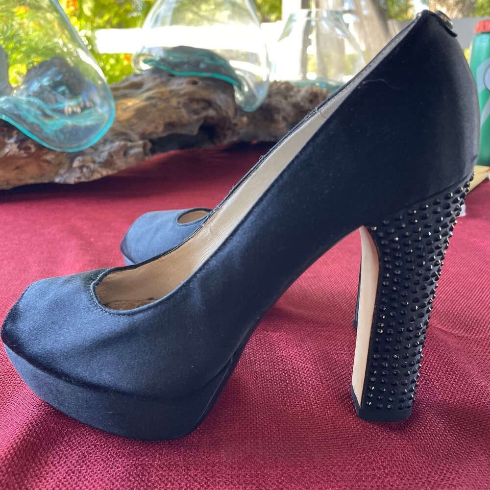 Michael Kors Peep Toe Black Satin Heels